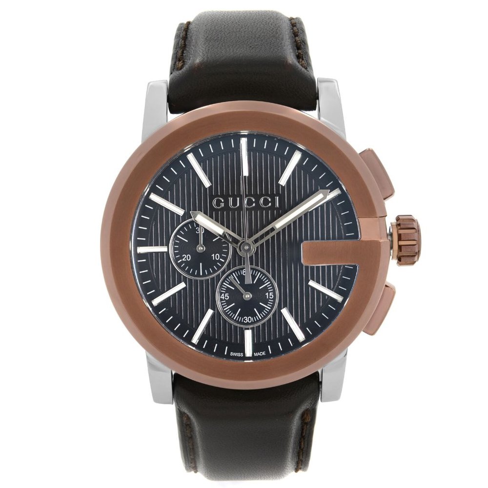 Gucci G-Chrono Steel Chronograph Black Dial Mens Watch